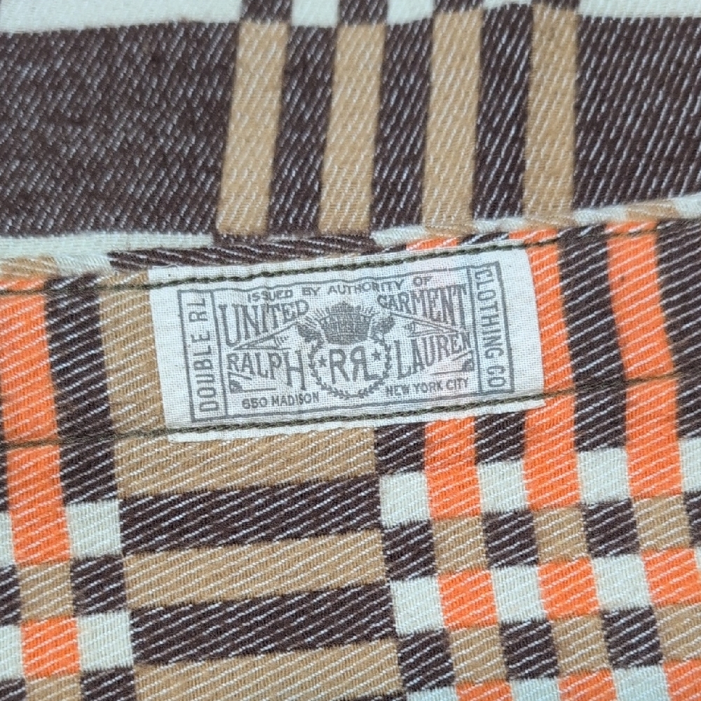 Ralph Lauren Double RL Brown and Tan Casual Button Down Shirt - Picture 8 of 14